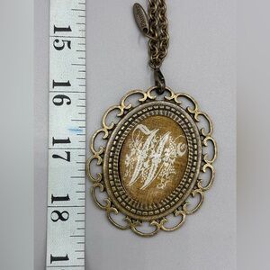 Brass Initial “W” Pendant Long Necklace